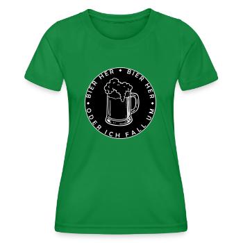 Bienen hier - Oder ich fall um! - Frauen Funktions-T-Shirt - Kelly Green - Vorne - AI Model Female 172 dark (172cm)