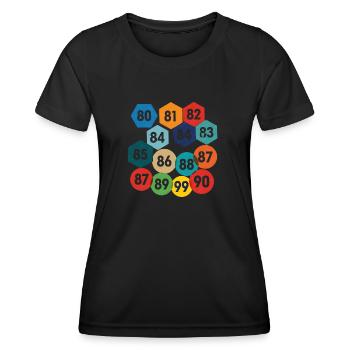 Vignettes automobiles années 80 - T-shirt sport Femme - noir - Devant - AI Model Female 172 light (172cm)