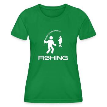 Minimalist Fishing Icon Catch Design - Women's Functional T-Shirt - kelly green - Front - AI Model Female 172 dark (172cm)