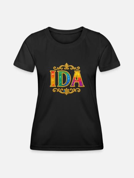 IDA Glitzer Gold Pailletten - Frauen Funktions-T-Shirt - Schwarz