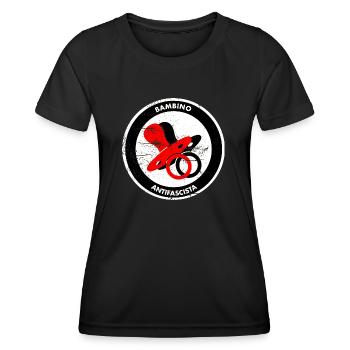babmino antifascista - T-shirt sport Femme - noir - Devant - AI Model Female 172 light (172cm)