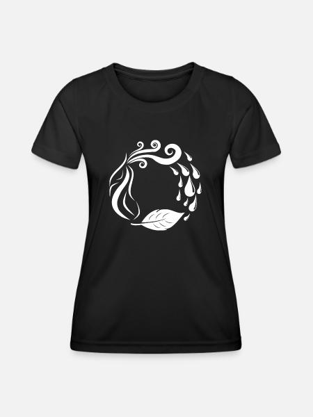 Die 4 Elemente - Feuer, Wasser, Erde, Luft - Kreis - Frauen Funktions-T-Shirt - Schwarz