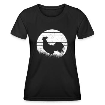 poulet poulet ferme coq fermier poule - T-shirt sport Femme - noir - Devant - AI Model Female 172 light (172cm)