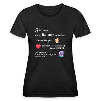 Gründe Gamer zu daten - Frauen Funktions-T-Shirt - Schwarz - Vorne - AI Model Female 172 light (172cm)