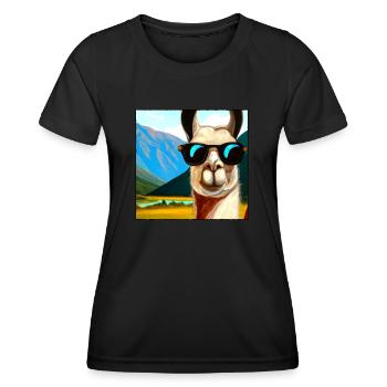 Cadeau de portrait de lama - T-shirt sport Femme - noir - Devant - AI Model Female 172 light (172cm)