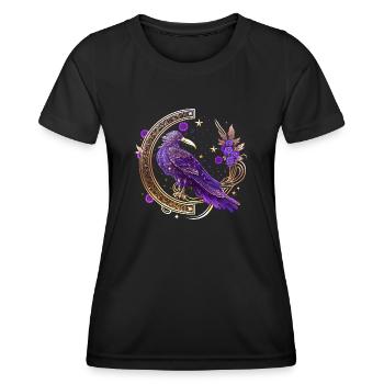Mystical Crow, Wicca, Morrigan, Celtic, Raven - Women's Functional T-Shirt - black - Front - AI Model Female 172 light (172cm)