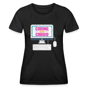 Le codage est mon cardio - T-shirt sport Femme - noir - Devant - AI Model Female 172 light (172cm)