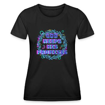 Dieu tient ses promesses 2 - T-shirt sport Femme - noir - Devant - AI Model Female 172 light (172cm)