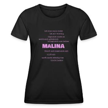 Sprüche Malina - Frauen Funktions-T-Shirt - Schwarz - Vorne - AI Model Female 172 light (172cm)