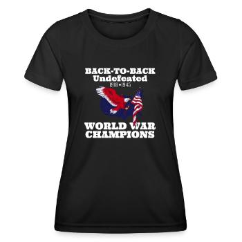 Deux fois champion invaincu de la Seconde Guerre mondiale 4. - T-shirt sport Femme - noir - Devant - AI Model Female 172 light (172cm)