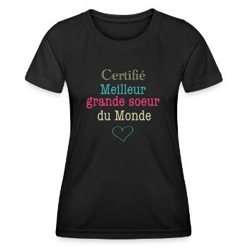Certifié Meilleur grande soeur du Monde - T-shirt sport Femme - noir - Devant - AI Model Female 172 light (172cm)
