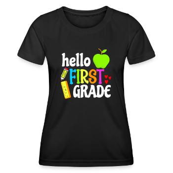 Hello First Grade Teacher Gift Shirt - Women's Functional T-Shirt - black - Front - AI Model Female 172 light (172cm)