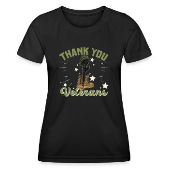 Thank you veterans military father's day - Frauen Funktions-T-Shirt - Schwarz - Vorne - AI Model Female 172 light (172cm)