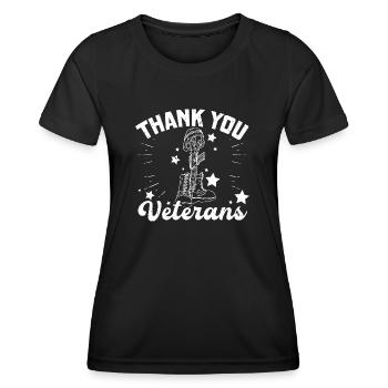Thank you veterans military father's day - Frauen Funktions-T-Shirt - Schwarz - Vorne - AI Model Female 172 light (172cm)