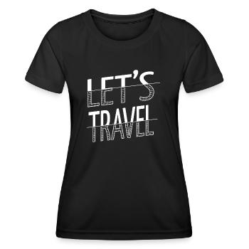 eiffel tower present idea eat sleep travel repeat - Frauen Funktions-T-Shirt - Schwarz - Vorne - AI Model Female 172 light (172cm)