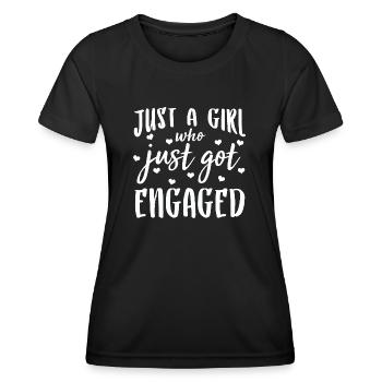 Fiancée, Girl, Partner, Gift, Engagement - Women's Functional T-Shirt - black - Front - AI Model Female 172 light (172cm)
