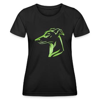 Windhund Whippet, Hundekopf, Zeichnung grün - Frauen Funktions-T-Shirt - Schwarz - Vorne - AI Model Female 172 light (172cm)