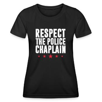 Respectez le service ministériel de l’aumônerie de la police - T-shirt sport Femme - noir - Devant - AI Model Female 172 light (172cm)