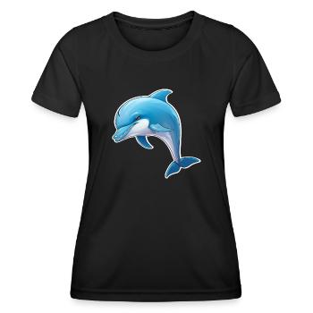 Delfin - Frauen Funktions-T-Shirt - Schwarz - Vorne - AI Model Female 172 light (172cm)