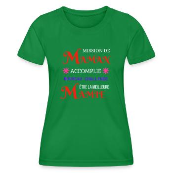 Mamie Annonce Grossesse - T-shirt sport Femme - vert - Devant - AI Model Female 172 dark (172cm)