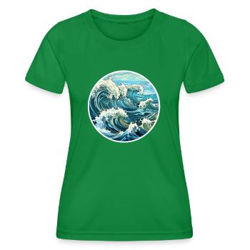 Waves - Women's Functional T-Shirt - kelly green - Front - AI Model Female 172 dark (172cm)