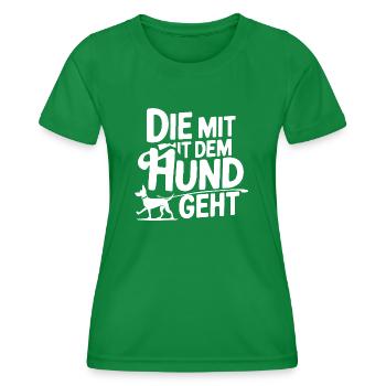 Die mit dem Hund geht - Frauen Funktions-T-Shirt - Kelly Green - Vorne - AI Model Female 172 dark (172cm)