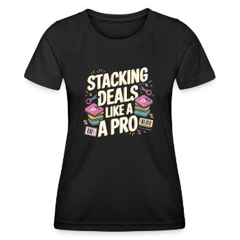 Stacking Deals Like A Pro Couponer Shopper Save - Women's Functional T-Shirt - black - Front - AI Model Female 172 light (172cm)