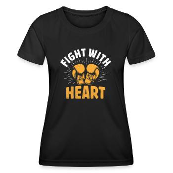Kampf mit Herz Boxer Sport Kraft Gym Athlet - Frauen Funktions-T-Shirt - Schwarz - Vorne - AI Model Female 172 light (172cm)