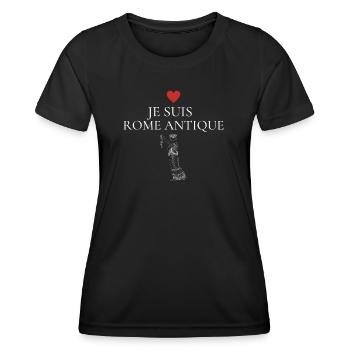 Je suis Rome antique femme debout blanc coeur - T-shirt sport Femme - noir - Devant - AI Model Female 172 light (172cm)