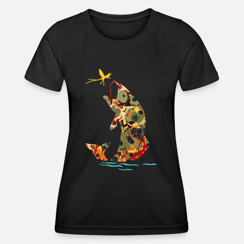 fisch mit libelle e 41 - Frauen Funktions-T-Shirt - Schwarz