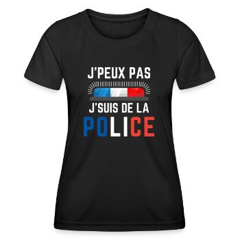 J'peux pas j'suis de la Police - T-shirt sport Femme - noir - Devant - AI Model Female 172 light (172cm)
