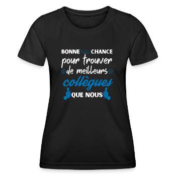 départ collègue de travail - T-shirt sport Femme - noir - Devant - AI Model Female 172 light (172cm)