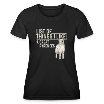 Liste des choses que j’aime Dans les Grandes Pyrénées - T-shirt sport Femme - noir - Devant - AI Model Female 172 light (172cm)