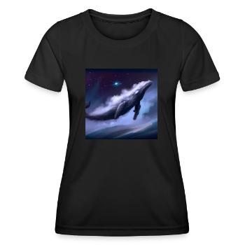 Wal schwebt am Himmel - Frauen Funktions-T-Shirt - Schwarz - Vorne - AI Model Female 172 light (172cm)