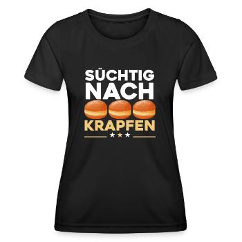 Süchtig Nach Krapfen Faschingskrapfen - Frauen Funktions-T-Shirt - Schwarz - Vorne - AI Model Female 172 light (172cm)