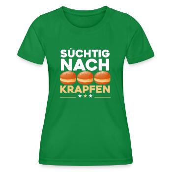 Süchtig Nach Krapfen Faschingskrapfen - Frauen Funktions-T-Shirt - Kelly Green - Vorne - AI Model Female 172 dark (172cm)