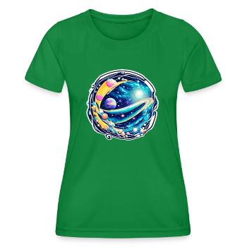 Ondes dans l’espace - T-shirt sport Femme - vert - Devant - AI Model Female 172 dark (172cm)