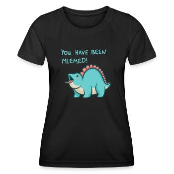 hugadino You have been mlemed! , süßer DInosaurier - Frauen Funktions-T-Shirt - Schwarz - Vorne - AI Model Female 172 light (172cm)