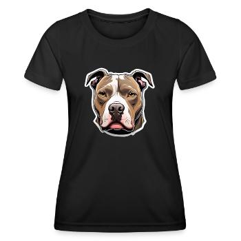 Pitbull Illustration Portrait Chien - T-shirt sport Femme - noir - Devant - AI Model Female 172 light (172cm)