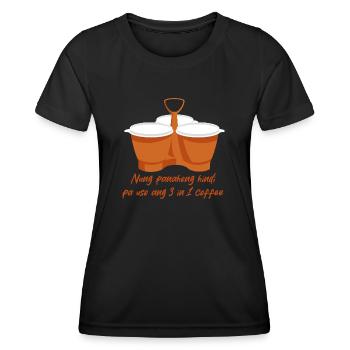 3 in 1 Kaffeedesign für stolze Pinoys - Frauen Funktions-T-Shirt - Schwarz - Vorne - AI Model Female 172 light (172cm)