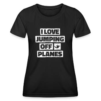 Parachutisme Passion Design. Cadeau d’adrénaline parfait - T-shirt sport Femme - noir - Devant - AI Model Female 172 light (172cm)