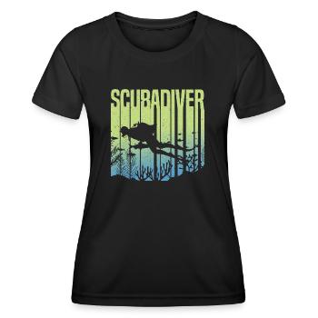 Scuba Diver Underwater Exploration Shark Diving - Frauen Funktions-T-Shirt - Schwarz - Vorne - AI Model Female 172 light (172cm)