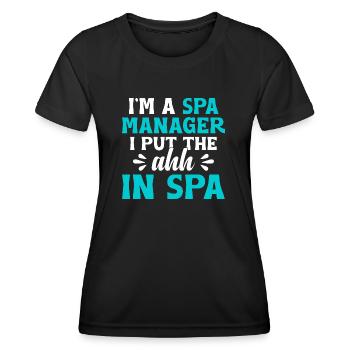 Gestionnaire de SPA Emploi Bien-être Drôle Gestion de SPA Sayi - T-shirt sport Femme - noir - Devant - AI Model Female 172 light (172cm)