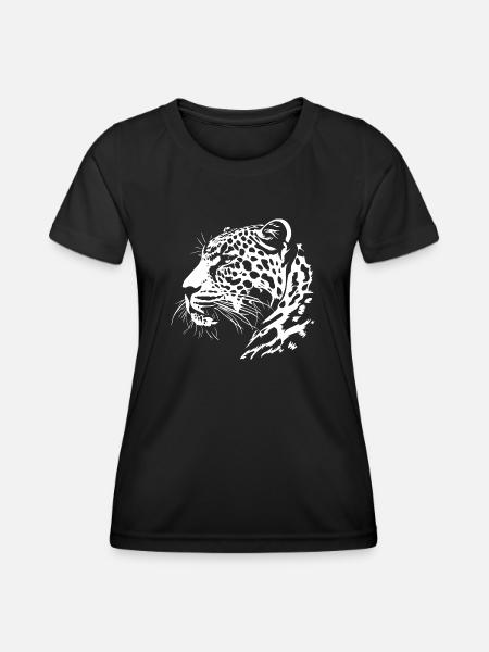 Leopard - Frauen Funktions-T-Shirt - Schwarz