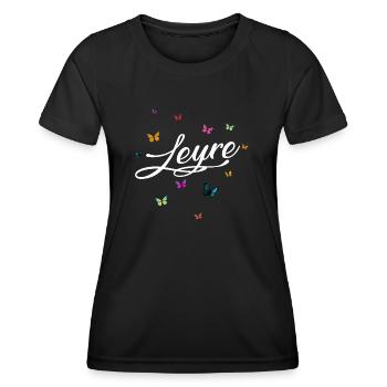 LEYRE - Girl's name with colorful butterflies - Women's Functional T-Shirt - black - Front - AI Model Female 172 light (172cm)
