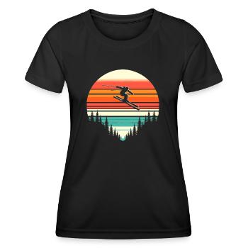 Ski rétro Skieur Ski Sports d’hiver Skis - T-shirt sport Femme - noir - Devant - AI Model Female 172 light (172cm)