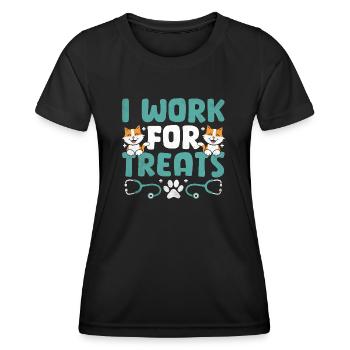 I Work For Treats Verterinarian Animal Lover - Women's Functional T-Shirt - black - Front - AI Model Female 172 light (172cm)