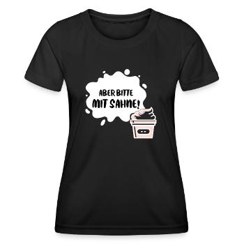 "Aber bitte mit Sahne!" - Udo Jürgens Geschenk - Frauen Funktions-T-Shirt - Schwarz - Vorne - AI Model Female 172 light (172cm)