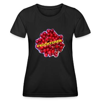 TOMZOFF Früchtchen - Frauen Funktions-T-Shirt - Schwarz - Vorne - AI Model Female 172 light (172cm)
