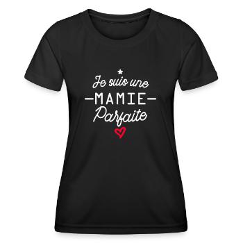 mamie parfaite / humour grand-mère - T-shirt sport Femme - noir - Devant - AI Model Female 172 light (172cm)